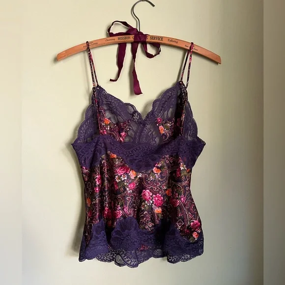 •Sold• Vintage Oscar de la Renta Camisole Top, Lingerie Slip Top, Floral Lace - Picture 8 of 9